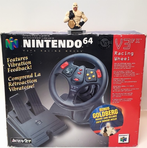 Nintendo 64 - V3 FX Racing Wheel (Goldberg Memory Card Bundle) (CIB)
