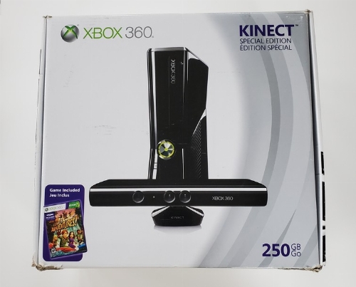 XBOX 360 (250GB) Slim Black (Kinect Adventures Bundle) (CIB)