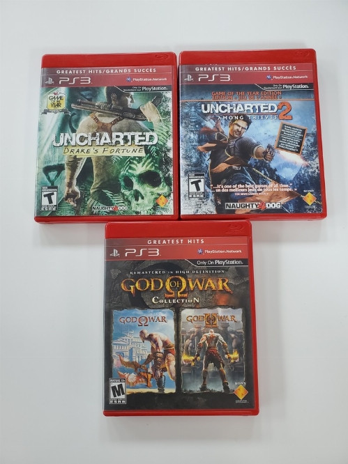 Playstation 3 Slim Black (160GB) (God of War: Collection & Uncharted Dual Pack Bundle) (Model CECH-3001A) (CIB)