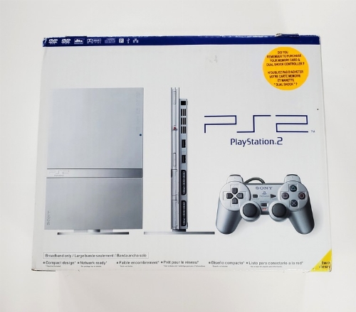 Playstation 2 Slim Silver (Model SCPH-77001) (CIB)