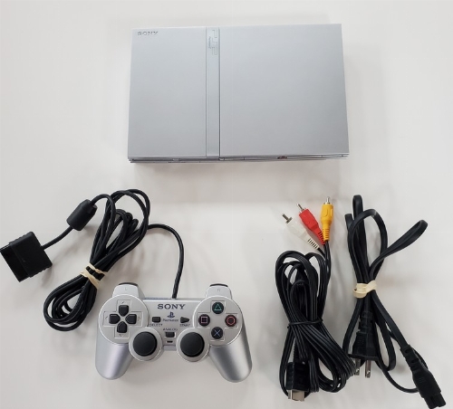 Playstation 2 Slim Silver (Model SCPH-77001) (CIB)