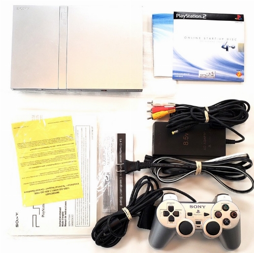 Playstation 2 Slim Silver (Model SCPH-77001) (CIB)