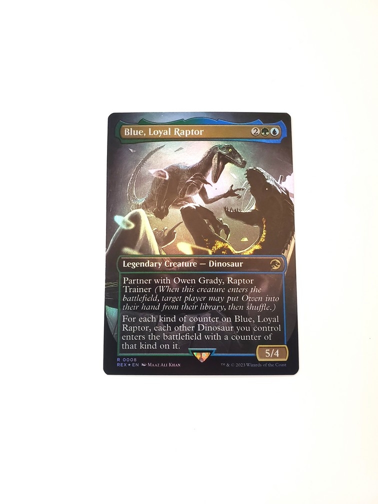 Blue, Loyal Raptor (Borderless) (Foil)