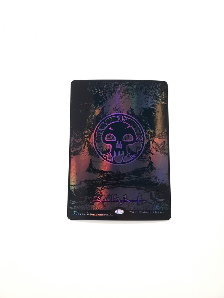 Swamp (Phyrexian) - Full Art (Oil Slick Raised Foil)
