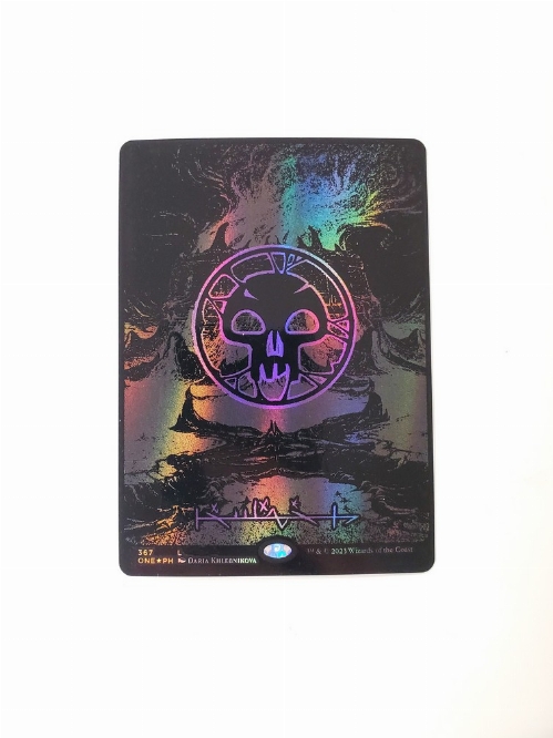 Swamp (Phyrexian) - Full Art (Oil Slick Raised Foil)