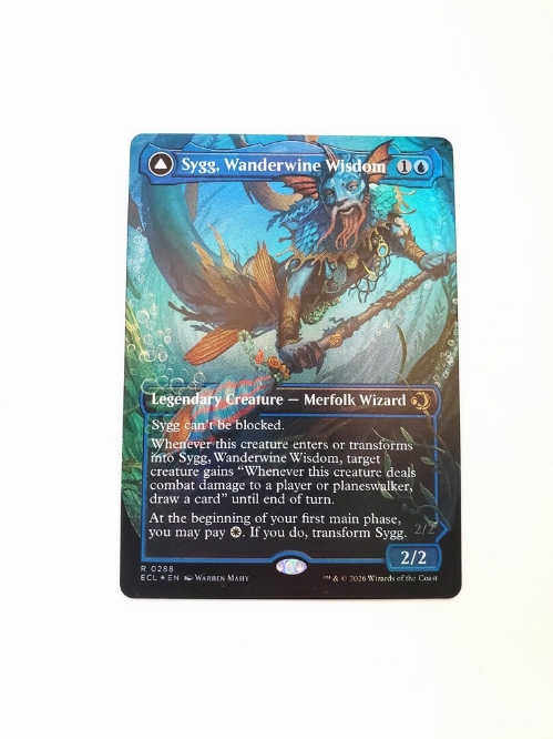 Sygg, Wanderwine Wisdom // Sygg, Wanderbrine Shield (Borderless) (Foil)